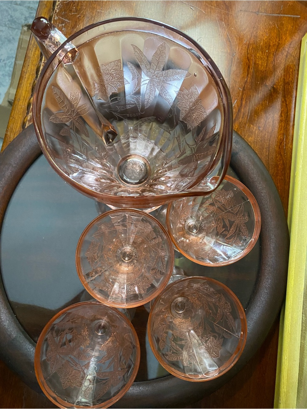 Pink Depression Pitcher “Floral” Set - Picture 5 of 10